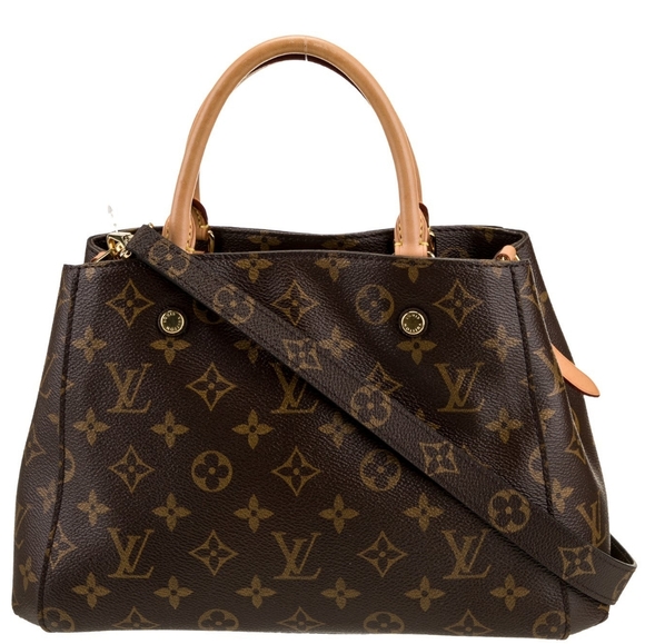 Like New! AUTHENTICATED Louis Vuitton Montaigne Top Hand Bag Brown Canvas LV - Picture 5 of 16